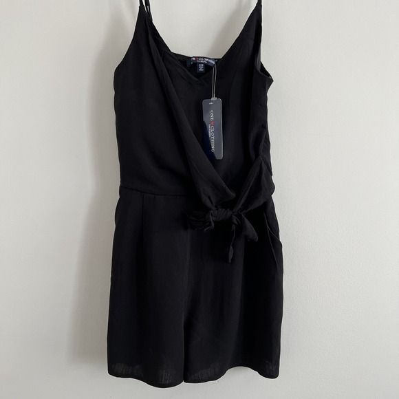 one clothing Pants - One Clothing Faux-Wrap Romper, Women's Size XS Black NEW
